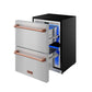 Gordon Ramsay by THOR Kitchen 24" Undercounter Freezer Drawer in Stainless Steel with Rose Gold Accents, RZ24U-RSG