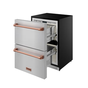 Gordon Ramsay by THOR Kitchen 24" Undercounter Freezer Drawer in Stainless Steel with Rose Gold Accents, RZ24U-RSG