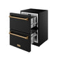 Gordon Ramsay by THOR Kitchen 24" Undercounter Freezer Drawer in Black Matte with Bronze Accents, RZ24UB-BRZ