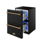 Gordon Ramsay by THOR Kitchen 24" Undercounter Freezer Drawer in Black Matte with Bronze Accents, RZ24UB-BRZ