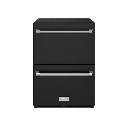 Gordon Ramsay by THOR Kitchen 24" Undercounter Freezer Drawer in Black Matte with Stainless Steel Accents, RZ24UB-SS