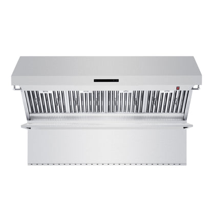 FORNO Savona 60" Wall Mount Range Hood with Backsplash and Heating Lamps, FRHWM5029-60-60HB