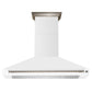 FORNO Aria 60" 1200 CFM Convertible Wall Mount Range Hood with White Hood and Antique Brass Accents, FRHWM5095-60WHT