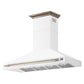 FORNO Aria 60" 1200 CFM Convertible Wall Mount Range Hood with White Hood and Antique Brass Accents, FRHWM5095-60WHT