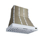 FORNO Ambassador Valente 36" 427 CFM Wall Mount Range Hood with 3 Speeds, LED Light in Fingerprint Resistant White, Antique Brass and Copper Rivet Trim, FRHWM5099-36CPWHT