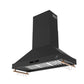 FORNO Venezia 48" 900 CFM Wall Mount Ducted Range Hood with Touch Controls and LED Lights in Black with Antique Brass Accents, FRHWM5503-48BLK