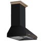 FORNO Aria 30" 600 CFM Convertible Wall Mount Range Hood with Black Hood and Antique Brass Accents, FRHWM5095-30BLK