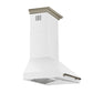 FORNO Aria 30" 600 CFM Convertible Wall Mount Range Hood with White Hood and Antique Brass Accents, FRHWM5095-30WHT