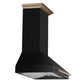 FORNO Aria 36" 1200 CFM Convertible Wall Mount Range Hood with Black Hood and Antique Brass Accents, FRHWM5095-36BLK