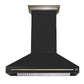 FORNO Aria 48" 1200 CFM Convertible Wall Mount Range Hood with Black Hood and Antique Brass Accents, FRHWM5095-48BLK