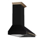 FORNO Aria 48" 1200 CFM Convertible Wall Mount Range Hood with Black Hood and Antique Brass Accents, FRHWM5095-48BLK