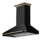 FORNO Aria 48" 1200 CFM Convertible Wall Mount Range Hood with Black Hood and Antique Brass Accents, FRHWM5095-48BLK