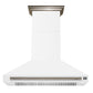 FORNO Aria 48" 1200 CFM Convertible Wall Mount Range Hood with White Hood and Antique Brass Accents, FRHWM5095-48WHT