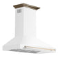 FORNO Aria 48" 1200 CFM Convertible Wall Mount Range Hood with White Hood and Antique Brass Accents, FRHWM5095-48WHT