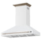 FORNO Aria 48" 1200 CFM Convertible Wall Mount Range Hood with White Hood and Antique Brass Accents, FRHWM5095-48WHT