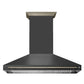 FORNO Aria 60" 1200 CFM Convertible Wall Mount Range Hood with Black Hood and Antique Brass Accents, FRHWM5095-60BLK