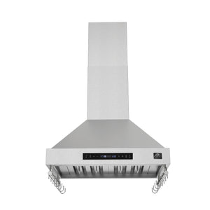 FORNO Venezia 30" 370 CFM Wall Mount Ducted Range Hood with Touch Controls and LED Lights in Stainless Steel, FRHWM5503-30