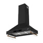 FORNO Venezia 36" 370 CFM Wall Mount Ducted Range Hood with Touch Controls and LED Lights in Black with Antique Brass Accents, FRHWM5503-36BLK