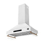 FORNO Venezia 36" 370 CFM Wall Mount Ducted Range Hood with Touch Controls and LED Lights in White with Antique Brass Accents, FRHWM5503-36WHT