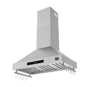FORNO Venezia 36" 370 CFM Wall Mount Ducted Range Hood with Touch Controls and LED Lights in Stainless Steel, FRHWM5503-36