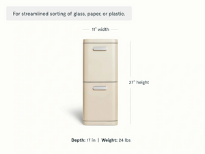 Caraway 45L 2-Drawer Recycling Bin in Cream