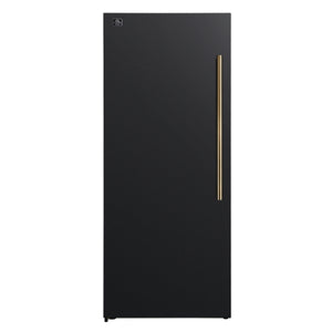FORNO Maderno 28" 13.6 cu. ft. Left Swing Convertible Upright Freezer/Refrigerator in Black with Antique Brass Handle, FFFFD1722-28BLK-LS