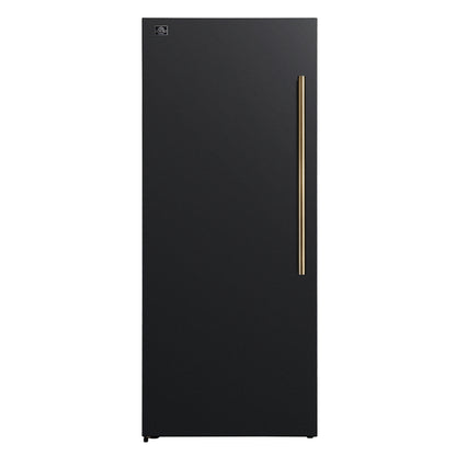 FORNO Maderno 28" 13.6 cu. ft. Left Swing Convertible Upright Freezer/Refrigerator in Black with Antique Brass Handle, FFFFD1722-28BLK-LS