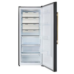 FORNO Maderno 28" 13.6 cu. ft. Right Swing Convertible Upright Freezer/Refrigerator in Black with Antique Brass Handle, FFFFD1722-28BLK-RS