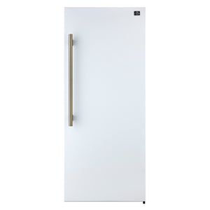 FORNO Maderno 32" 13.6 cu.ft. Right Swing Built-In Convertible Refrigerator/Freezer in White with Antique Brass Handle and Grill Trim, FFFFD1722-32RSG-WHT