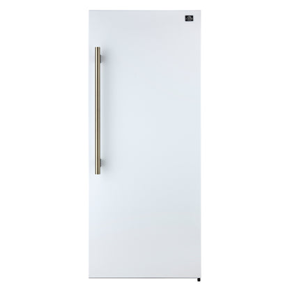 FORNO Maderno 32" 13.6 cu.ft. Right Swing Built-In Convertible Refrigerator/Freezer in White with Antique Brass Handle and Grill Trim, FFFFD1722-32RSG-WHT