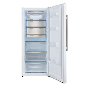 FORNO Maderno 32" 13.6 cu.ft. Right Swing Convertible Refrigerator and Freezer with Modern Trim Kit in White with Antique Brass Handles, FFFFD1722-32RMG-WHT