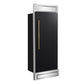 FORNO Maderno 32" 13.6 cu.ft. Right Swing Built-In Convertible Refrigerator/Freezer in Black with Antique Brass Handle and Modern Trim, FFFFD1722-32RMG-BLK