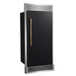 FORNO Maderno 32" 13.6 cu.ft. Right Swing Built-In Convertible Refrigerator/Freezer in Black with Antique Brass Handle and Grill Trim, FFFFD1722-32RSG-BLK