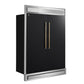 FORNO Maderno 60" 27.2 cu. ft. Convertible Refrigerator and Freezer with Modern Trim Kit in Black with Antique Brass Handles, FFFFD1722-60MG-BLK
