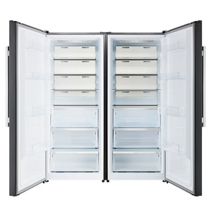 FORNO Maderno 60" 27.2 cu. ft. Convertible Refrigerator and Freezer with Modern Trim Kit in Black with Silver Handles, FFFFD1722-60MG-BLK