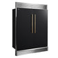 FORNO Maderno 60" 27.2 cu. ft. Convertible Refrigerator and Freezer with Grill Trim Kit in Black with Antique Brass Handles, FFFFD1722-60SG-BLK