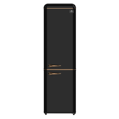 FORNO Storico 22" 9 cu. ft. Retro Refrigerator in Black with Copper Accents, FFFFD1745-22BLK