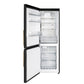 FORNO Custodia 23.4" 10.3 cu. ft. Left Swing Refrigerator with Bottom Freezer and Ice Maker in Black with Antique Brass Accents, FFFFD1766-24BLK-LS