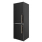 FORNO Custodia 23.4" 10.3 cu. ft. Left Swing Refrigerator with Bottom Freezer and Ice Maker in Black with Antique Brass Accents, FFFFD1766-24BLK-LS