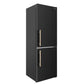 FORNO Custodia 23.4" 10.3 cu. ft. Right Swing Refrigerator with Bottom Freezer in Black with Antique Brass Accents, FFFFD1766-24BLK-RS