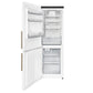 FORNO Custodia 23.4" 10.3 cu. ft. Left Swing Refrigerator with Bottom Freezer and Ice Maker in White with Antique Brass Accents, FFFFD1766-24WHT-LS