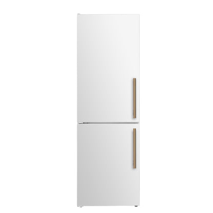 FORNO Custodia 23.4" 10.3 cu. ft. Left Swing Refrigerator with Bottom Freezer and Ice Maker in White with Antique Brass Accents, FFFFD1766-24WHT-LS