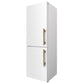 FORNO Custodia 23.4" 10.3 cu. ft. Left Swing Refrigerator with Bottom Freezer and Ice Maker in White with Antique Brass Accents, FFFFD1766-24WHT-LS
