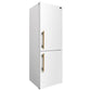 FORNO Custodia 23.4" 10.3 cu. ft. Right Swing Refrigerator with Bottom Freezer in White with Antique Brass Accents, FFFFD1766-24WHT-RS