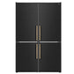 FORNO Custodia 46.8" 20.6 cu. ft. Refrigerator with Bottom Freezer and Ice Maker in Black with Antique Brass Accents, FFFFD1766-48BLK