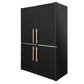 FORNO Custodia 46.8" 20.6 cu. ft. Refrigerator with Bottom Freezer and Ice Maker in Black with Antique Brass Accents, FFFFD1766-48BLK