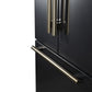 FORNO Rivello 36" French Door Standard Depth Refrigerator with Water and Ice Dispenser in Black with Antique Brass Accents, FFFFD1783-36BLK