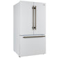 FORNO Rivello 36" French Door Standard Depth Refrigerator with Water and Ice Dispenser in White with Antique Brass Accents, FFFFD1783-36WHT