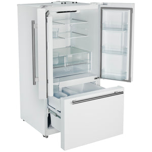 FORNO Rivello 36" French Door Standard Depth Refrigerator with Water and Ice Dispenser in White with Silver Accents, FFFFD1783-36WHT