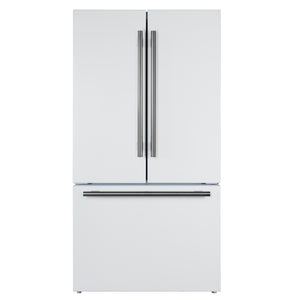 FORNO Rivello 36" French Door Standard Depth Refrigerator with Water and Ice Dispenser in White with Silver Accents, FFFFD1783-36WHT